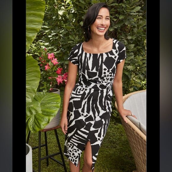 NWT Joseph Ribkoff Animal Print Cap Sleeve Dress Size 8 - Picture 1 of 14